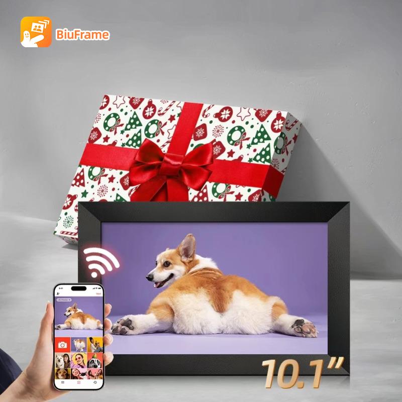 Black Friday | Thanksgiving & Christmas Gift 10.1'' WiFi Digital Picture Frame HD IPS Touch Screen, biu Frame App, Easy Setup, Share Photos or Videos Anywhere with Biu Frame APP