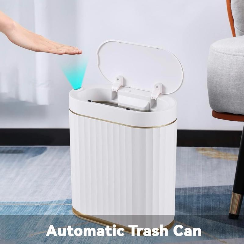 ELPHECO Automatic Motion Sensor Trash Can - 2 Gallon White with Gold Trim - NWT