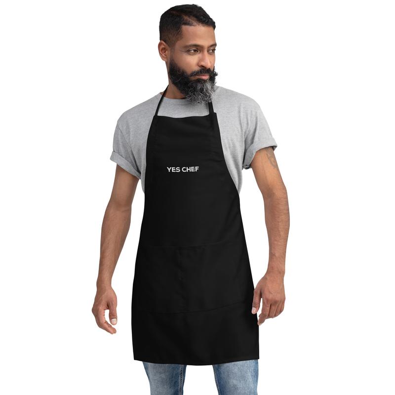 Yes Chef Embroidered Apron in Black | The Bear FX with Two Front Pockets for your Kitchen Accessory Adjustable Cotton Stylish and Trendy Apron | The Bear Season 3