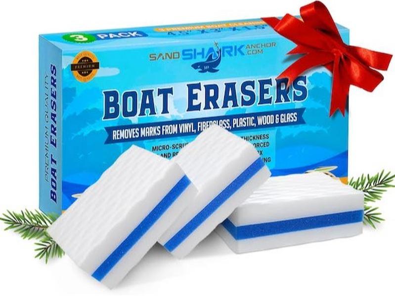 SandShark Premium Boat Hull Cleaner | Magic Eraser Sponge, Boat Accessories Gifts for Cleaning Must Have Pontoon Boat Accessories, Cleaner Gadgets For Men or Women, Scuff Erasers Vinyl Cleaner