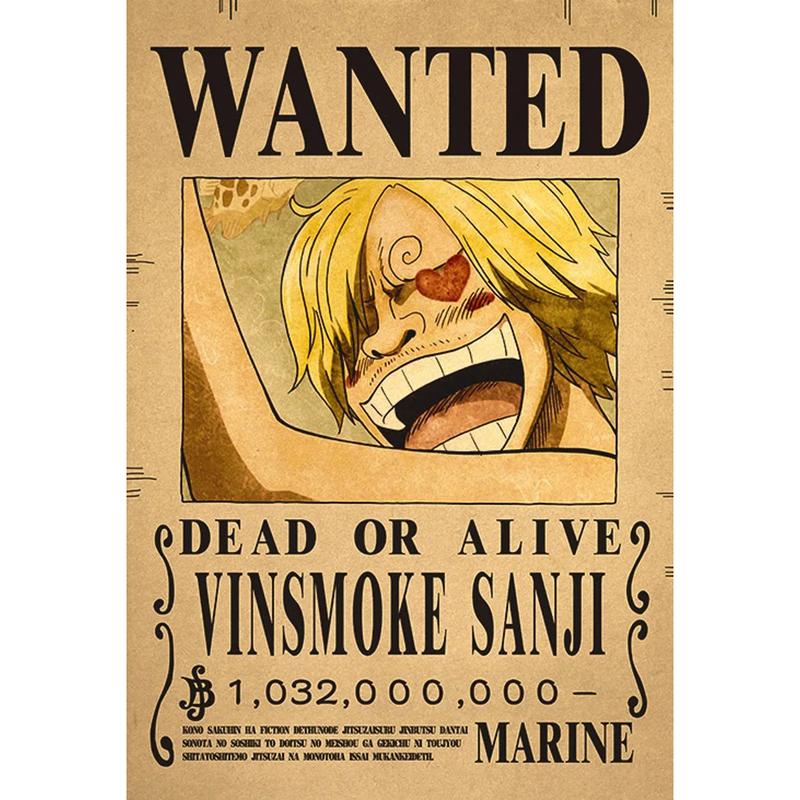 17pcs Anime Wanted Posters  Bounty Anime Luffy Gear 5 4 emperadores Law Kid Figures Vintage Living Room Wall Decoration Stickers