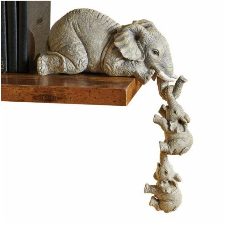 Elephant Design Desktop Ornament, 3 Counts set Resin Elephant Figurine, Desktop Decoration for Office Courtyard Home Decor Supplies