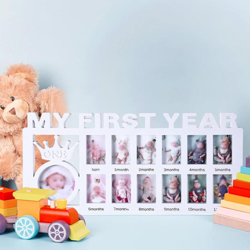 Baby Photo Frame, 0-12 Months Growth Milestone Commemorative Photo Frame, The First Year Baby Souvenirs, Kids Growing Memory Gift