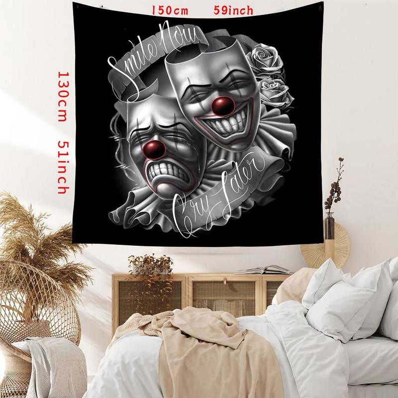 Room Decor Art Face Pattern Tapestries, Halloween Decor Wall Hanging Art Decor for Home Living Room Bedroom, Bedroom Decor, Men Gifts