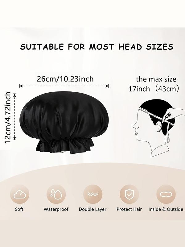 Solid Color Reusable Shower Cap, Waterproof Bathing Shower Cap, Sleeping Cap for Women, Fashion Accessories for Daily Use