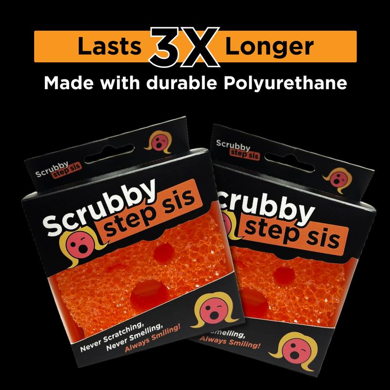 Scrubby Step Sis 3 Pack: The Ultimate Sponge & Scour Pad Combo! Your Kitchen's Best Companion for Utensil Cleaning, Pots, Pans, and Stainless Surfaces. Perfect for Dishes, Grime, and Tough Messes! Get Your Home Sparkling Clean!