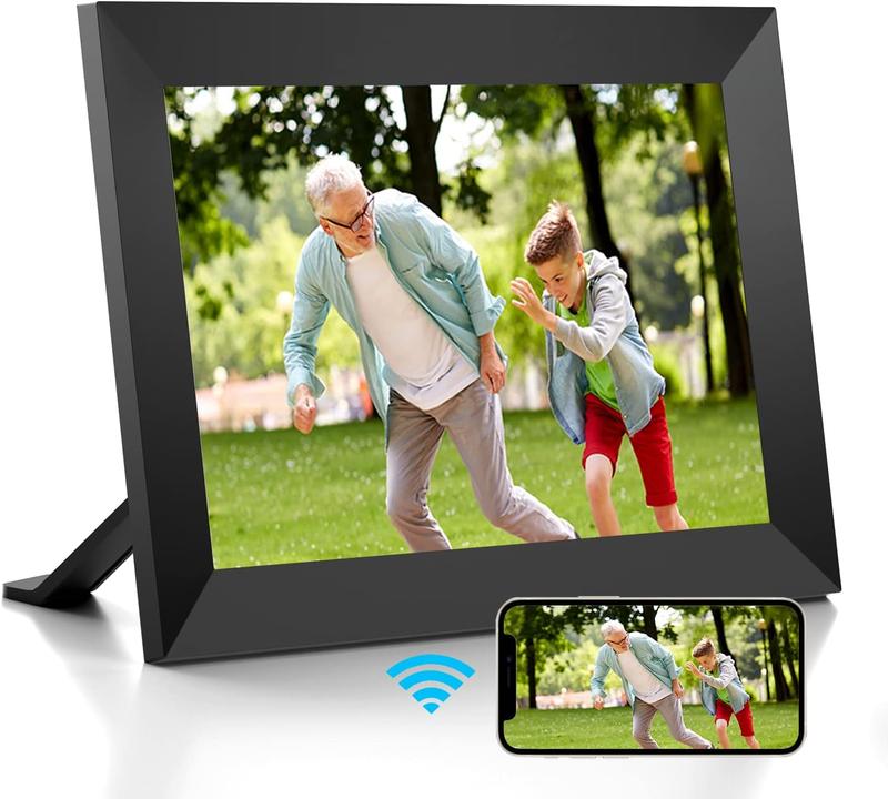 Frameo 10.1 Inch WiFi Digital Photo Frame with IPS Touch Screen HD Display, Easy to Send Picture and Video Remotely via APP from Anywhere, 16GB Large Storage, Auto Rotate, Slideshow, Wall Mountable