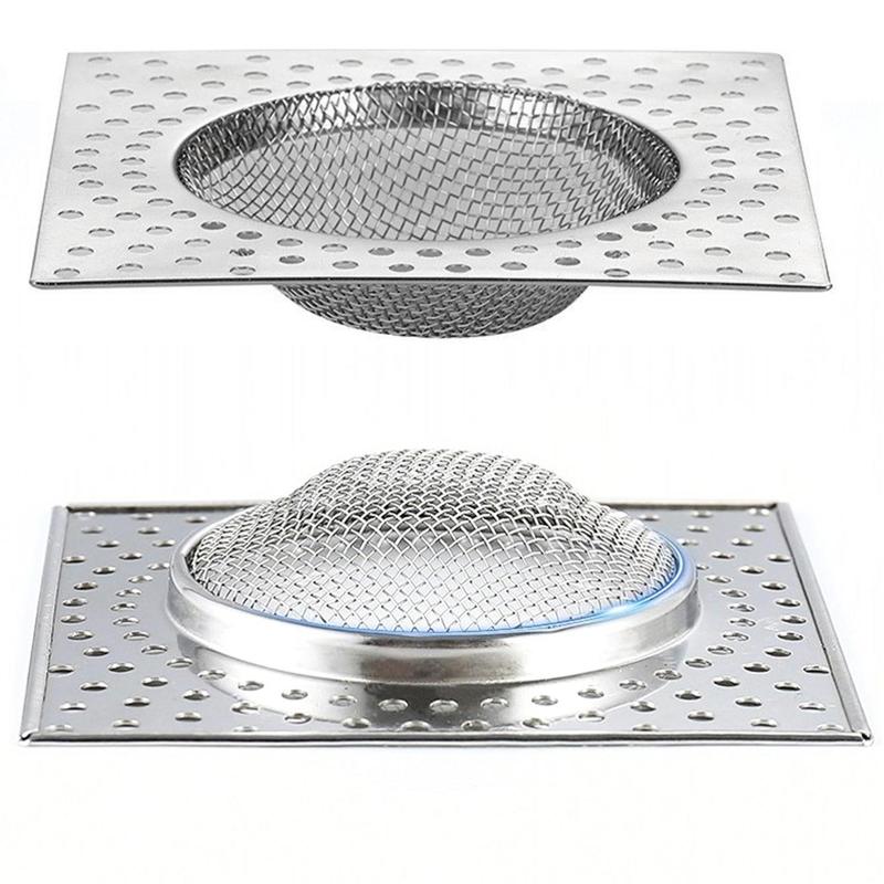 Floor Drain Filter Screen, 1 Count Stainless Steel Floor Drain Strainer, Floor Drain Hair Catcher Cover, Home Essentials, Bathroom Gadgets