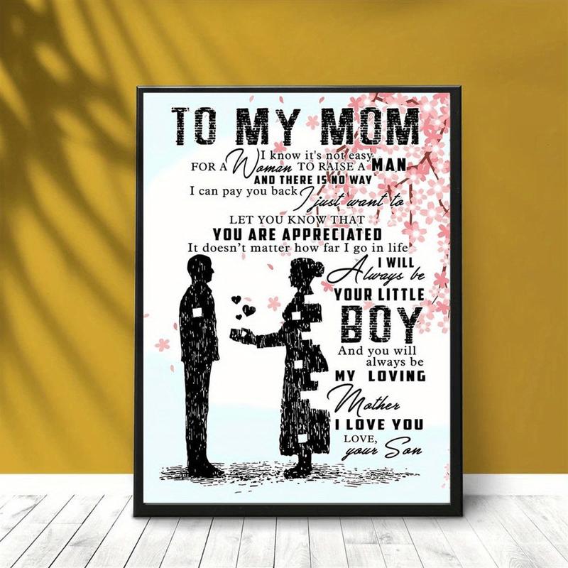 Unframed To My Mom From Your Little Boy Poster Printed Painting, Inspirational Quote Son To Mom Wall Art Picture, Ideal Gift for Hanging Decor, Any Occasions, Mother's Day