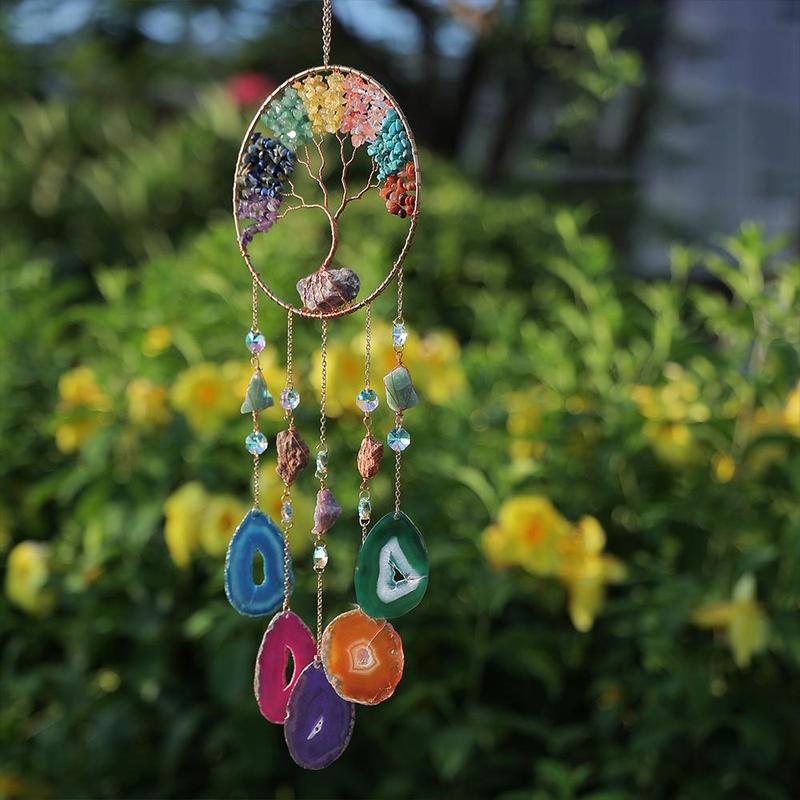 Colorful Tree Of Life Design Dream Catcher, 1 Count Hanging Decoration, Sun Catcher, Home Garden Window Decoration Dream Catcher, Holiday Gift