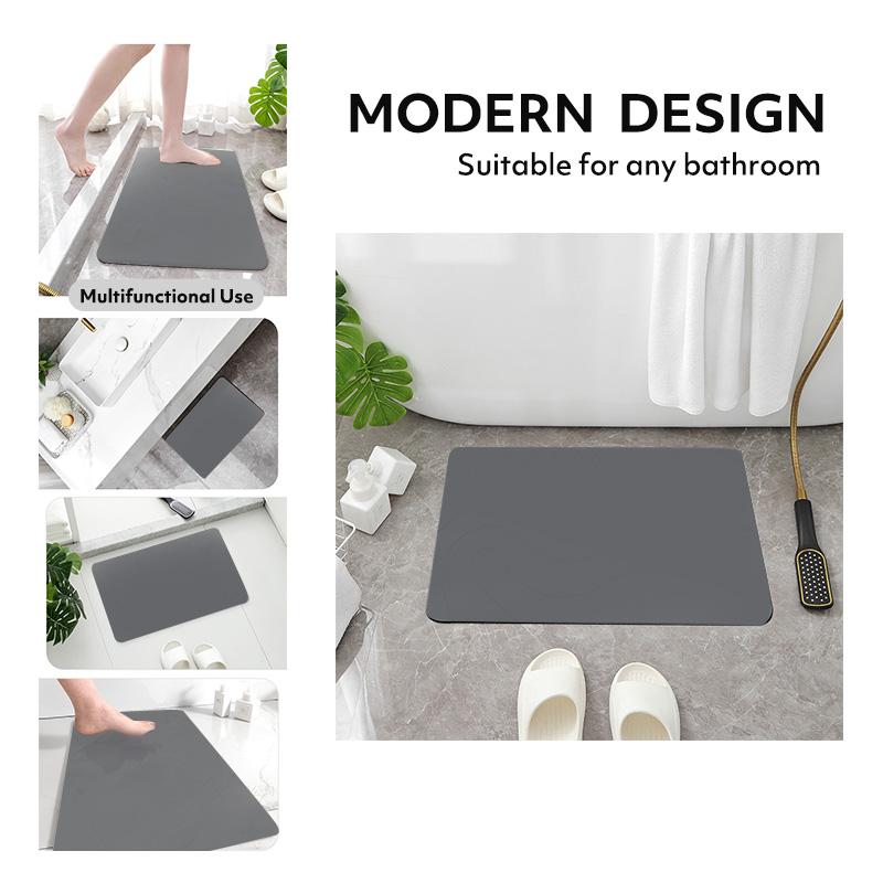 Stone Bath Mat Diatomaceous Earth Shower Mat Stone Super Absorbent Diatomite Stone Bath Mats for Bathroom Quick-Drying Non-Slip Barhroom Floor Mat, Easy to Clean (24 * 16'')