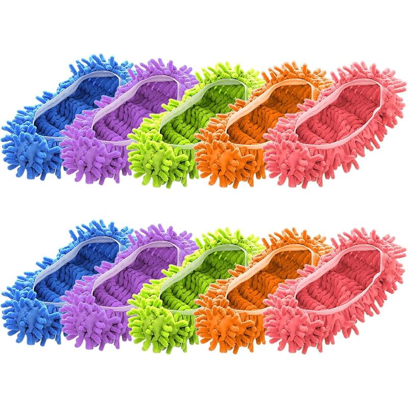 3 Pairs 6 PCS Mop Slippers for Floor Cleaning Supplies Microfiber Mopping Slippers Washable Reusable Mop Socks Mop Shoes Microfiber Foot Socks