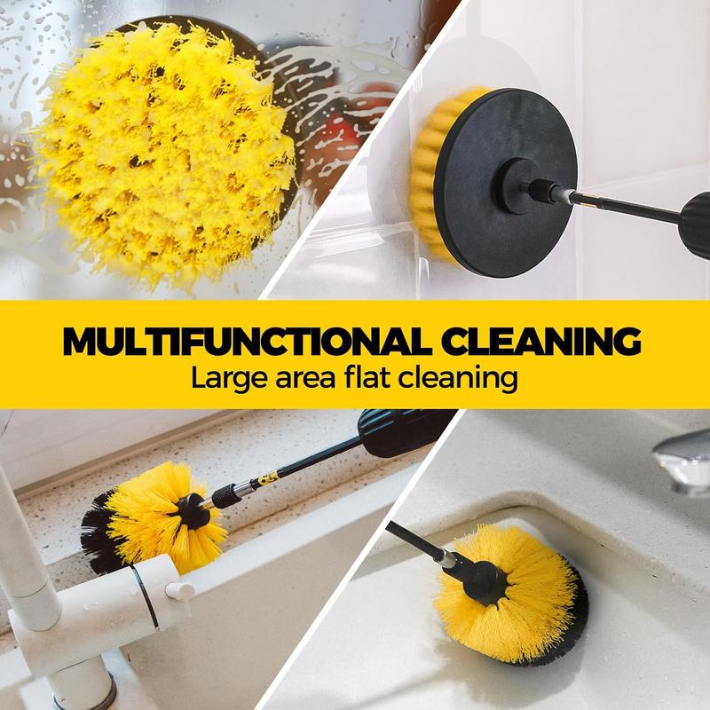 6Pack Cleaning Brush Power Scrubber Cleaning Brush Extended Long Attachment Set All Purpose Scrub Brushes Kit for Grout, Floor, Tub, Shower, Tile, Bathroom, Cleaning BrushYellow