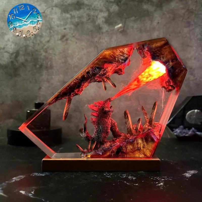 Handmade Resin Epoxy Godzilla Polygon - Unique Bedside Table Decor, Nightstand Accent for Bedroom, Best Gift for Everyone Figurine Ornaments