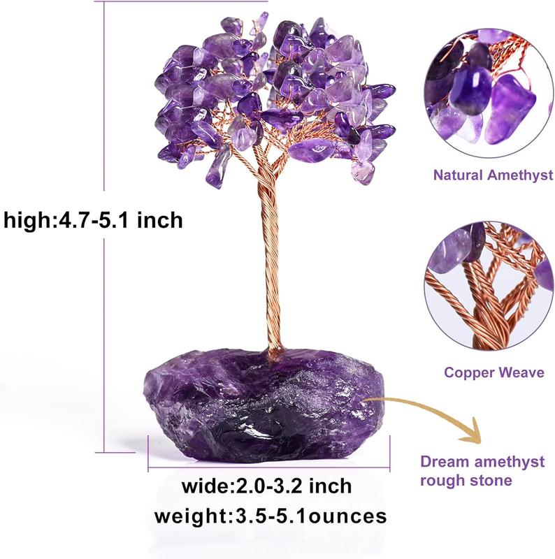 Amethyst Crystal Tree of Life,Money Tree Decorations,Crystals and Healing Stones,Reiki Positive Energy Gemstones Tree,Purple Room Office Desk Feng Shui Tree Decor Meditation Gifts for Women