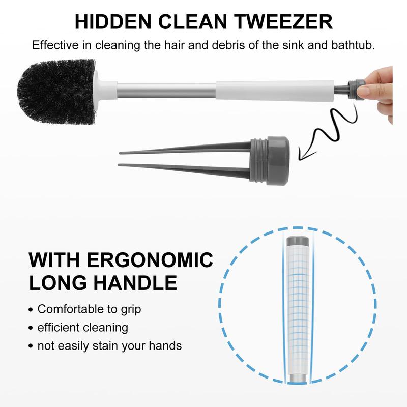 Toilet Brush and Holder, Automatic Bowl Brushes for Bathroom Ventilated Cleaner Scrubber Cleaning, White-pp