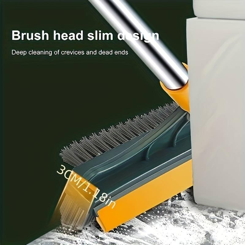 Long Handle Floor Scrub Brush, 1 Count 2 in 1 Floor Cleaning Brush & Scraper, 180 Degree Rotatable V Shaped Brush Head Cleaning Tool, Household Cleaning Supplies for Bathroom Kitchen