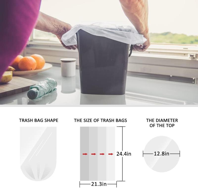 5 Gallon 330 Counts Strong Trash Bags Garbage Bags By, Bathroom Trash Can Bin Liners, Plastic Bags for Home Office Kitchen, Clear