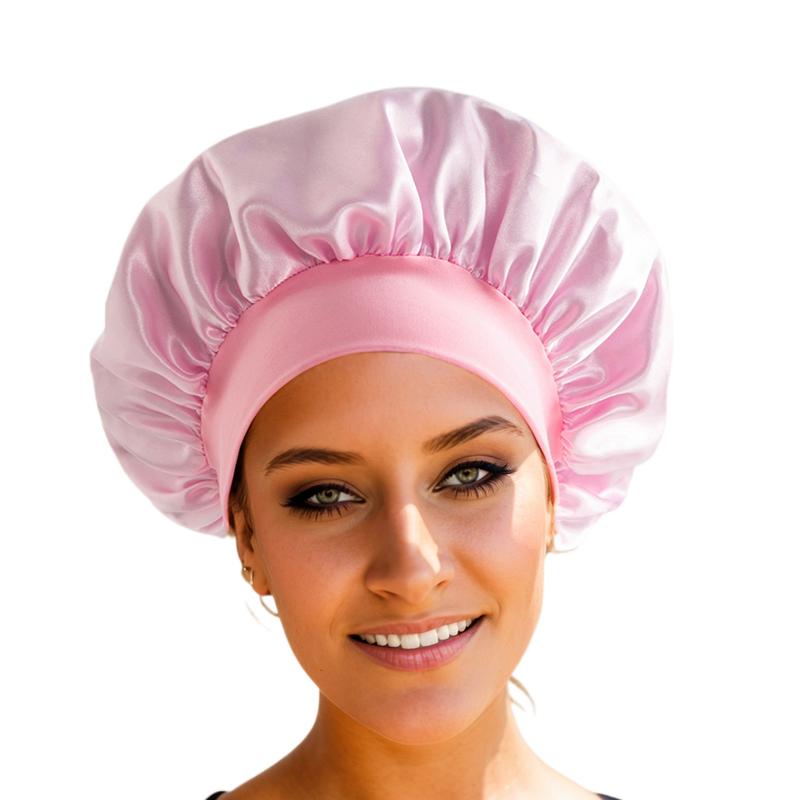 New Satin Sleeping Cap for Women Wide Elastic Band Shower Caps for Natural Long Curly Hair Bathroom Accessories