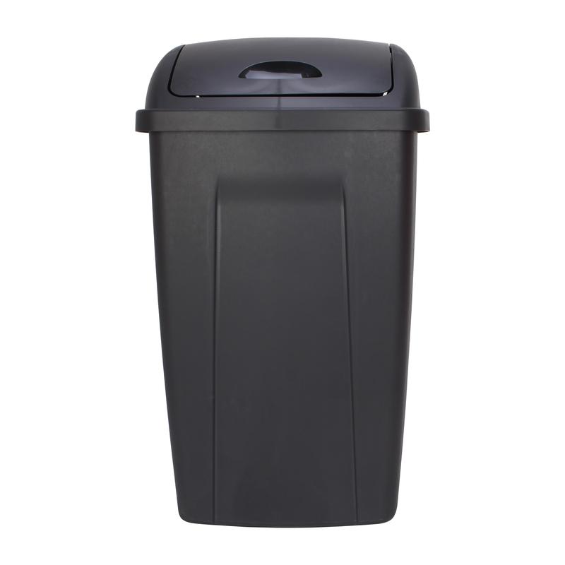 2024 Mainstays 13 Gallon Trash Can, Plastic Swing Top Kitchen Garbage Trash Can, Black, 12.5