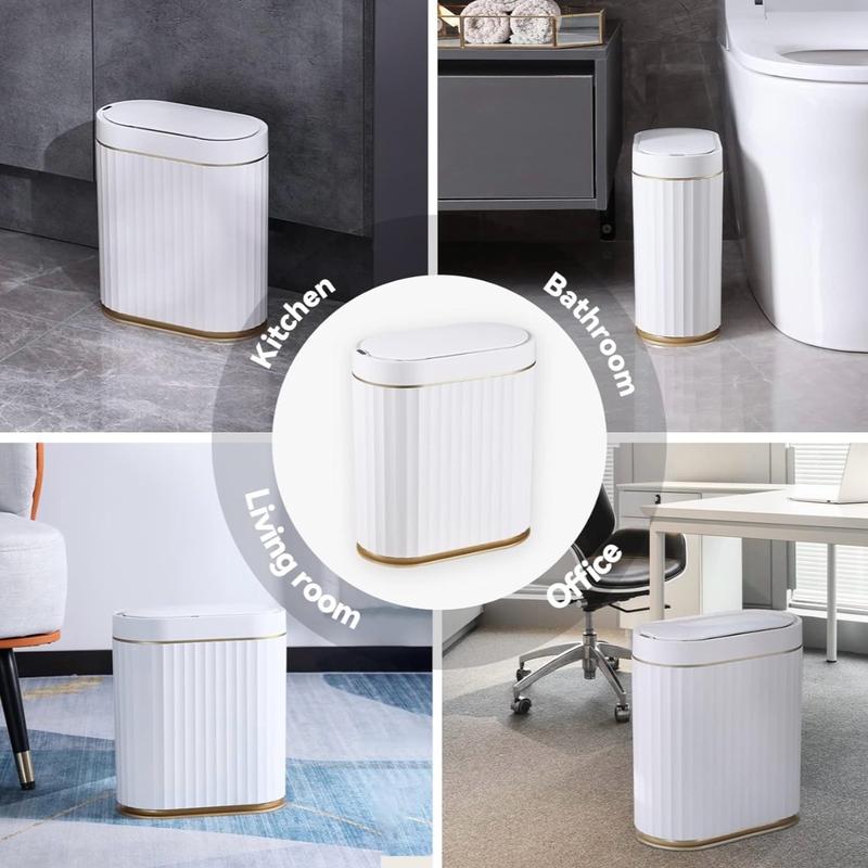 ELPHECO Automatic Motion Sensor Trash Can - 2 Gallon White with Gold Trim - NWT