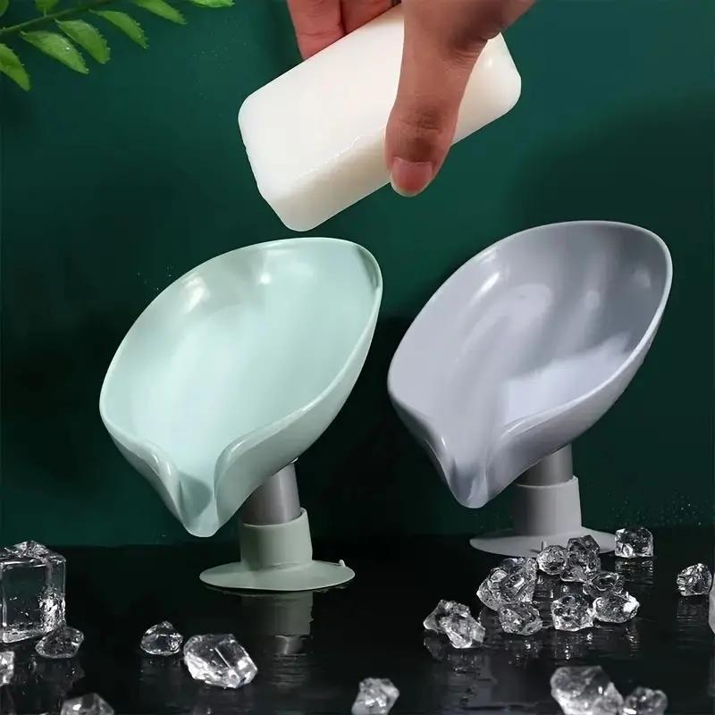 Leaf Shaped Soap Dish, 1 Count Drain Soap Bar Holder for Bathroom & Kitchen, Soap Dish for Shower