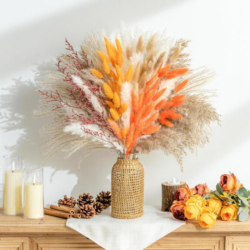 100 Pcs Dried Pampas Grass Bouquet - Perfect for DIY Arrangements and Home Decor Decoration Decorative Fruit