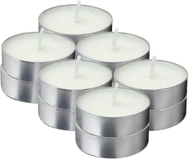 White Tea Lights Candles, 12 Pack, Unscented Tealight Candles with 3.5 Hour Burn Time for Home, Travel, Events,& Relaxation