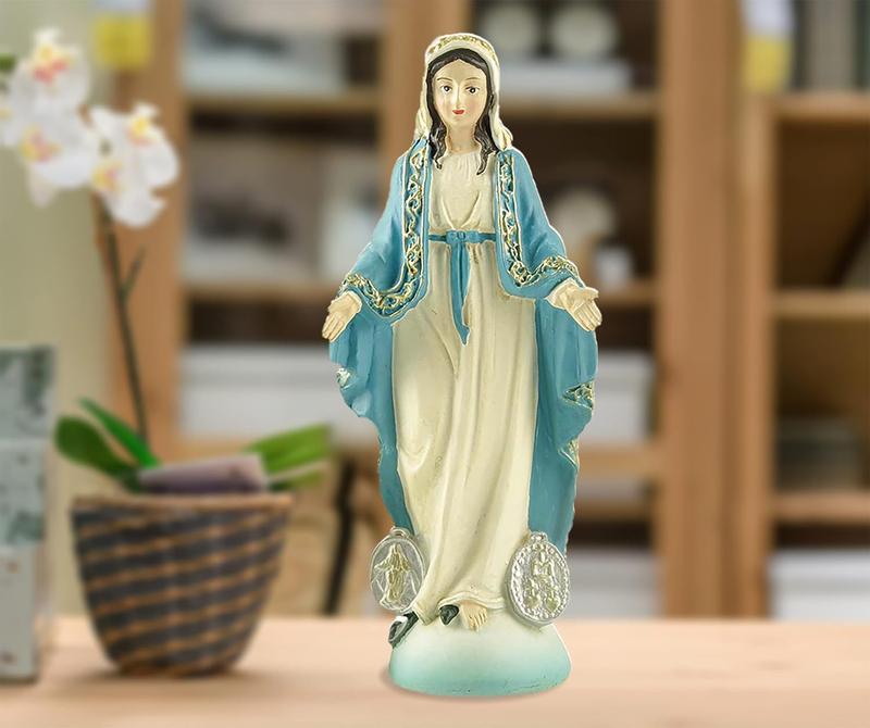 Blessed Mary Statue Catholic Our Lady of Grace Tabletop Figurine Small (4.84 Inch Tall)