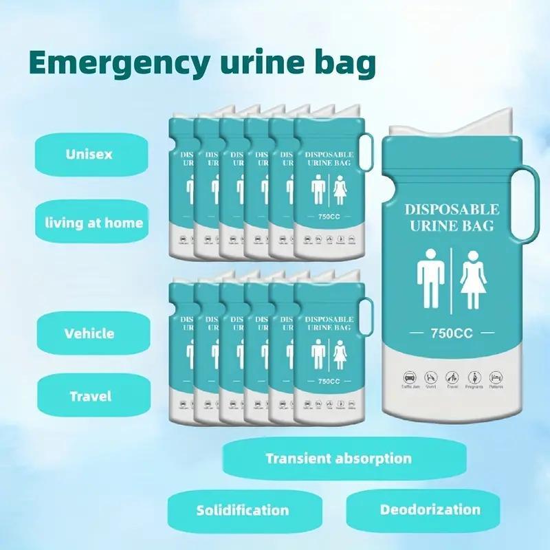 Portable Urine Bag, 10pcs set 750ML Leak-proof Urine Bag, Disposable Urine Bag for Long Distance Driving, Camping, Traffic Jams, Outdoor Activities