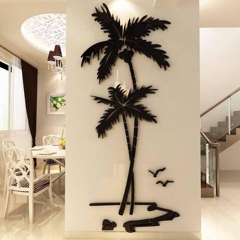 3D Coconut Tree Pattern Wall Sticker, 1 Count Self Adhesive Wall Decal, Wall Art Decorative Sticker for Home Living Room Bedroom