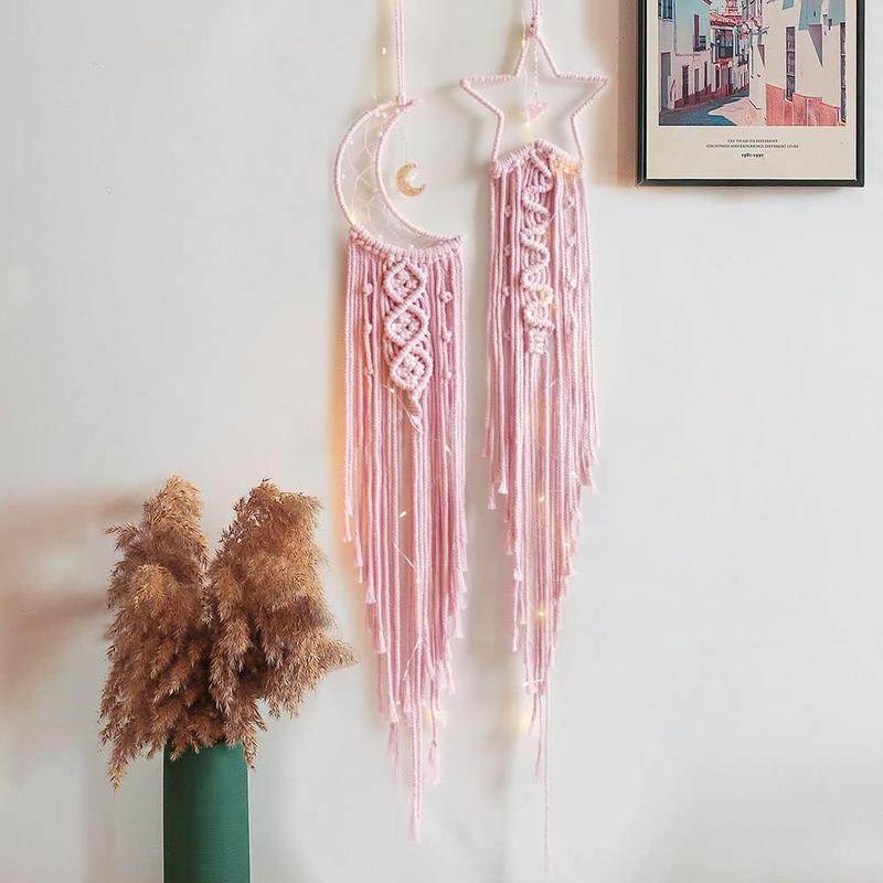 Pink Star Moon Dream Catcher, Pink Decor, Teen Girl Gift, Women Gift, Room Decor, Birthday Gift, Cute Birthday Gifts for Teen Girls