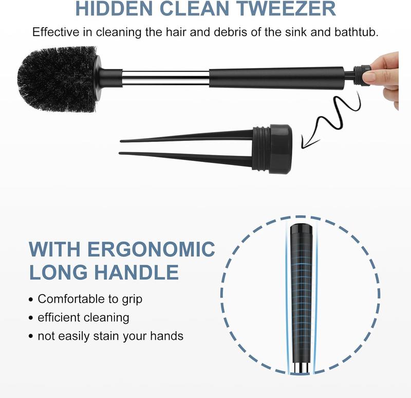 Toilet Brush and Holder, Automatic Toilet Bowl Brushes for Bathroom Ventilated Toilet Brush for Toilet Scrubber Cleaning-Black