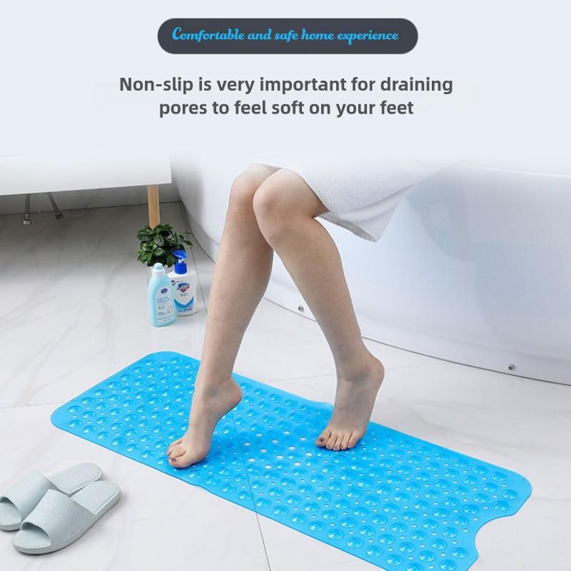 Solid-color Non-slip Bathtub Mat, 1 Count Extra-long Bathtub Massage Mat, Bathtub Mat with Suction Cup Design for Safe Showering, Special Non-slip Bathroom Mat for Bathtubs, Non-slip Bathroom Mat for Children, The Elderly and The Disabled, Washable Carpet