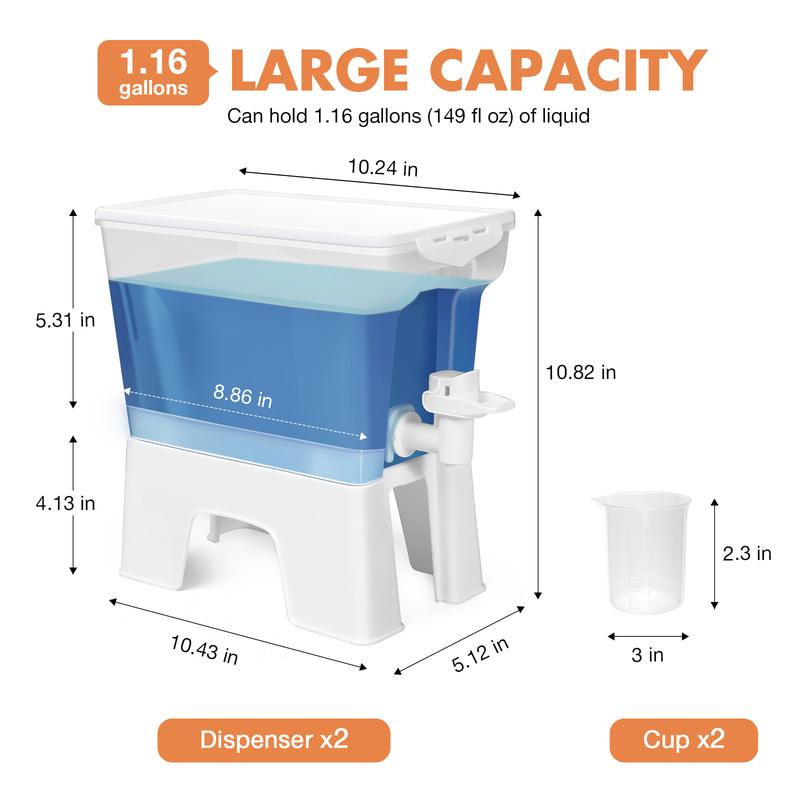 Conworld Liquid Laundry Detergent Dispenser - High Flow Rate, Not Easy to Leak, Laundry Soap Dispenser for Laundry Room Organization, Fabric Softener Dispenser with a Cup (1.16 Gallons)