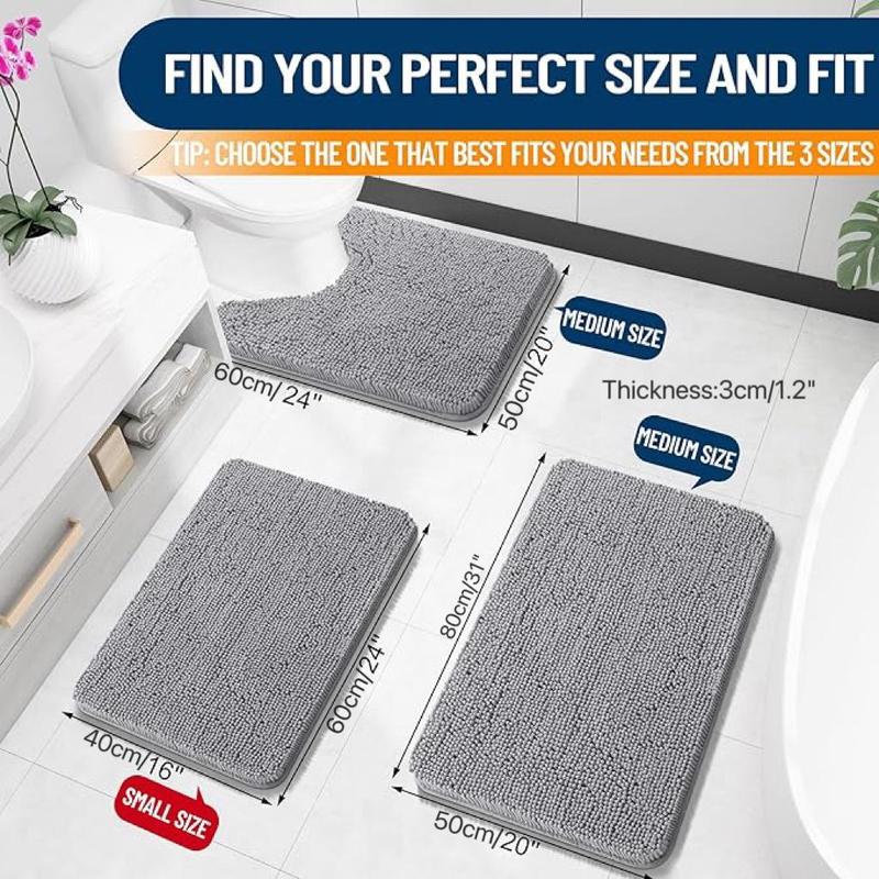 Non-slip Bath Mat, 1 Count Soft Absorbent Bath Rug, Machine Washable Bath Mat for Home Bathroom Floor