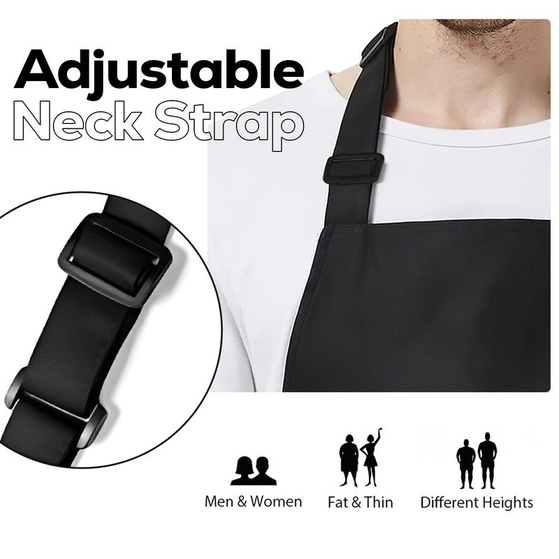 SANDJEST Aprons with Pockets for Men & Women, Kitchen Aprons with Adjustable Neck Strap, BBQ Kitchen Cooking Aprons for Birthday Christmas Gifts