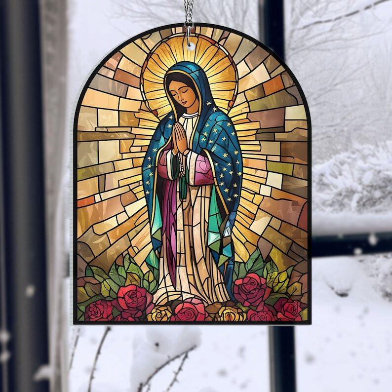 Our Lady of Guadalupe Window Hanging, Religious Home Decor, Virgin Mary Wall Decor, Christian Gift, Guadalupe Window Hanger, Mother of God