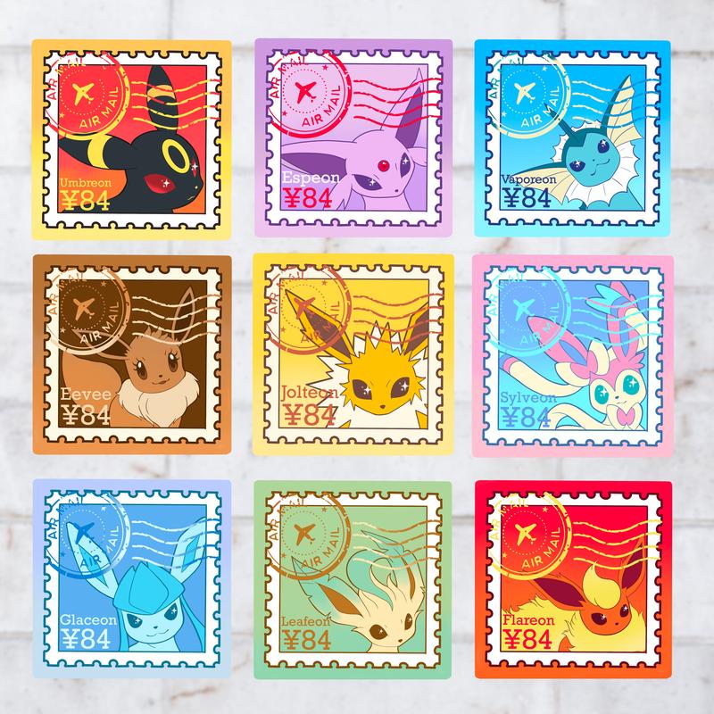 Eevee dogs stamp sticker set (sold as a set or individually)