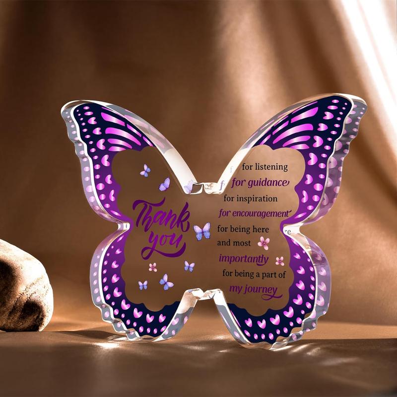 Butterfly Shaped Acrylic Plaque, 1 Count Creative Desktop Ornament, Thank You Gift for Colleagues, Boss, Teachers