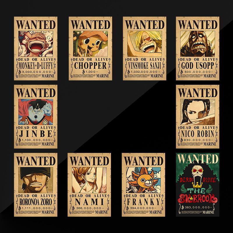 Anime O-P Wanted Poster Straw Hat Pirates Wanted Posters Set