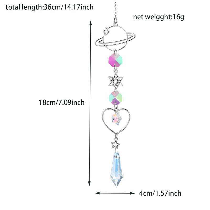 Artificial Crystal Wind Chime, Star & Moon & Planet & Sun Design Hanging Decoration, Hanging Ornament for Home Garden Party, Home Decor