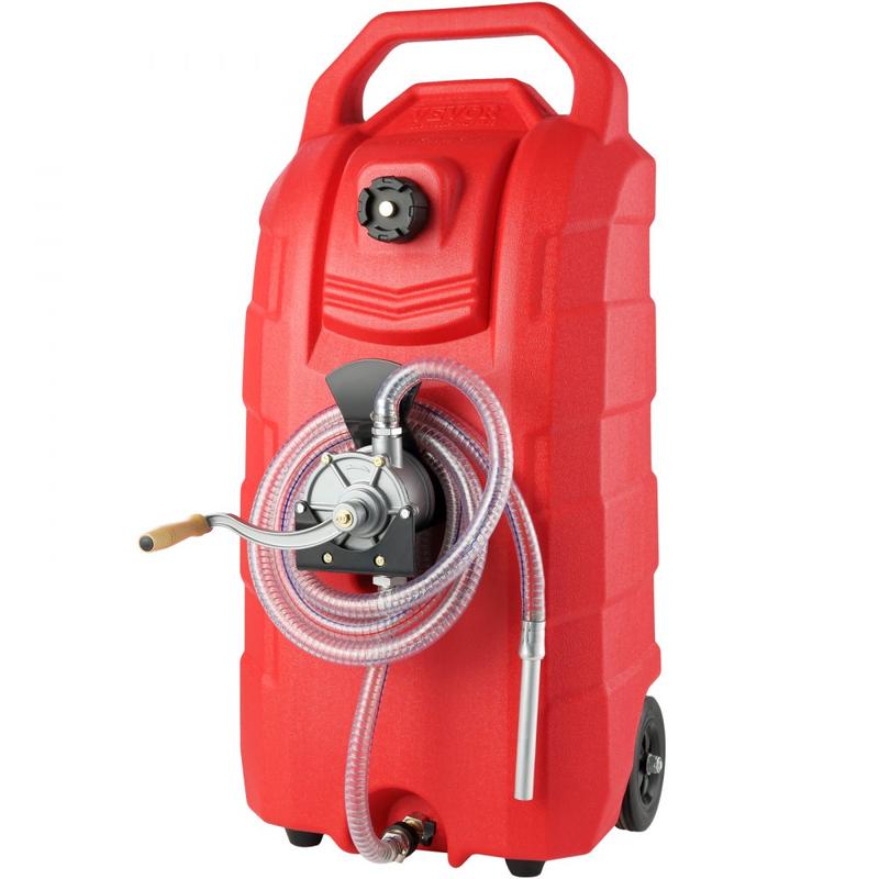 VEVOR 16 Gallon Fuel Caddy, 7.8 L min, Portable Gas Storage Tank Container with Hand Pump Rubber Wheels, Fuel Transfer Storage Tank for Gasoline Diesel Machine Oil Car Mowers Tractor Boat Motorcycle