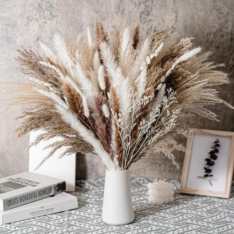 50pcs Dried Pampas Grass Decor, Fluffy Pampas Grass Bouquet, Pampas Grass Plants Live For Flower Arrangements Wedding Boho Coffee Table Home Decor, Fall Farmhouse Room Decor