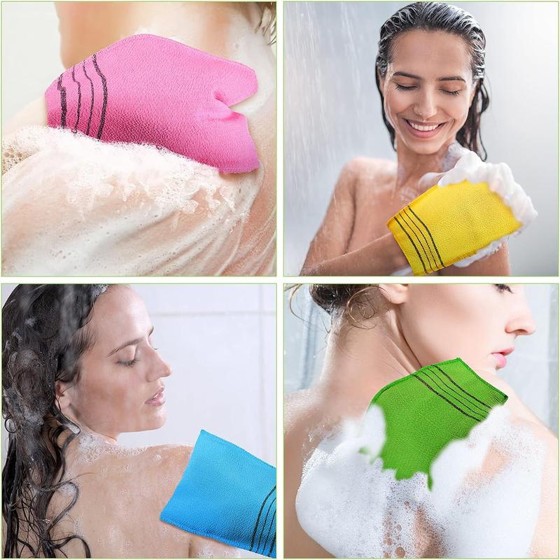 12 Pieces Korean Exfoliating Mitt Exfoliating Glove Italy Towel Body Skin Scrubber Exfoliating Scrubber for Remove Dead Skin Exfoliating Washcloth Korean(Small,Yellow, Green, Blue, Pink)