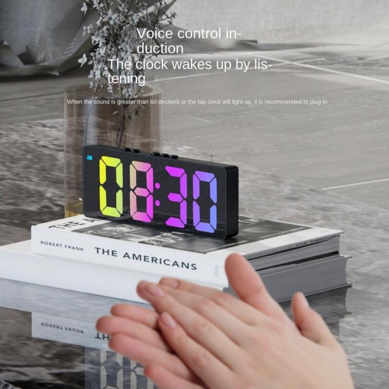 LED Electronic Alarm Clock, Battery Required Digital Clock with Temperature Display, Home Decor Clock for Bedroom Living Room (Battery Not Included)