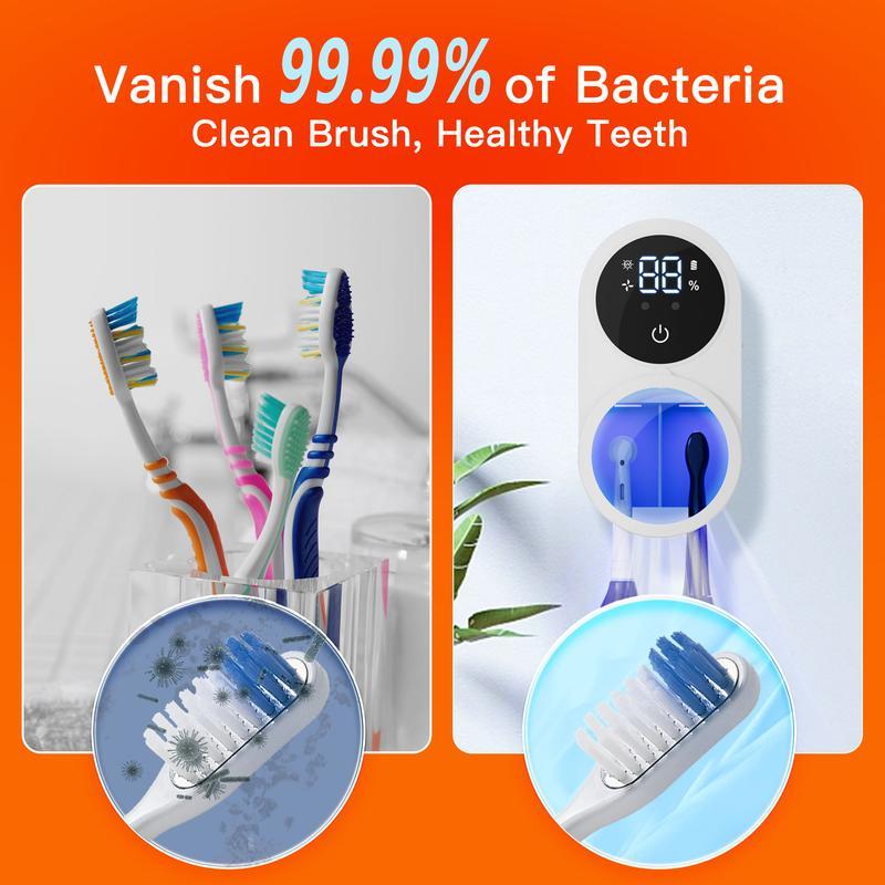 Toothbrush Cleaner, toothbrush Sanitizer, UV-C Cleaning and Air Drying, LED Smart Screen, Rechargeable Wall Mount Toothbrush Holder, X122 toothbrush sterilizer