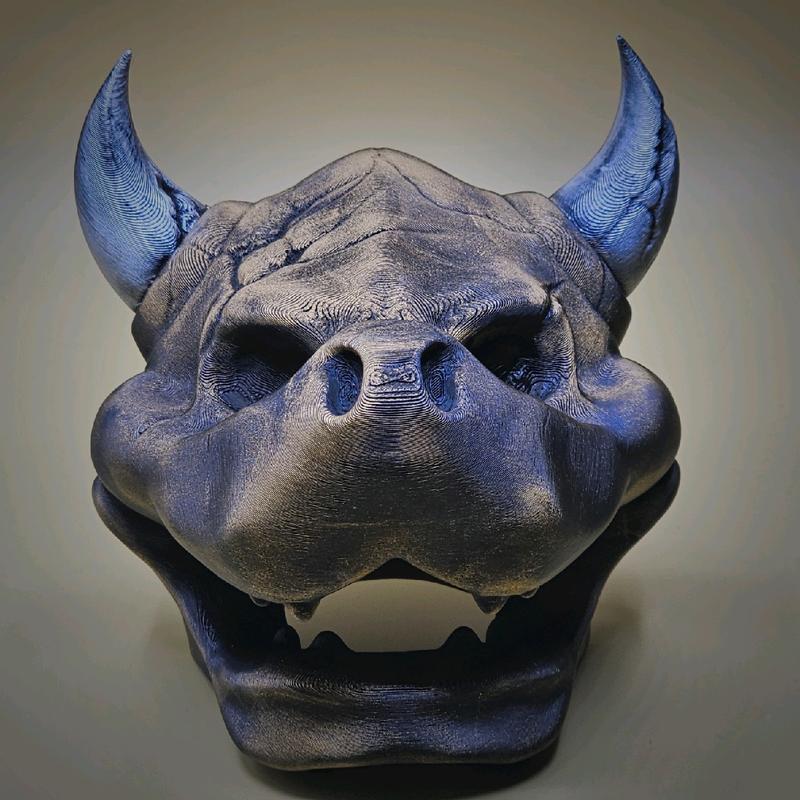 Bowser Skull 3d Printed Statue Figurine