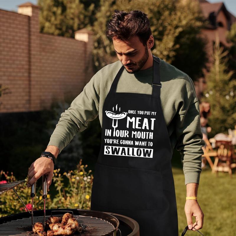 Funny Aprons for Men, Men's Funny Chef Cooking Grilling BBQ Apron with 3 Pockets, Father's Day Birthday Gifts for Dad Husband Boyfriend