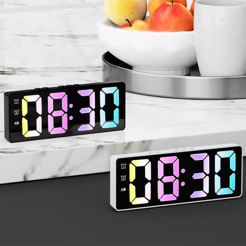 LED Electronic Alarm Clock, Battery Required Digital Clock with Temperature Display, Home Decor Clock for Bedroom Living Room (Battery Not Included)